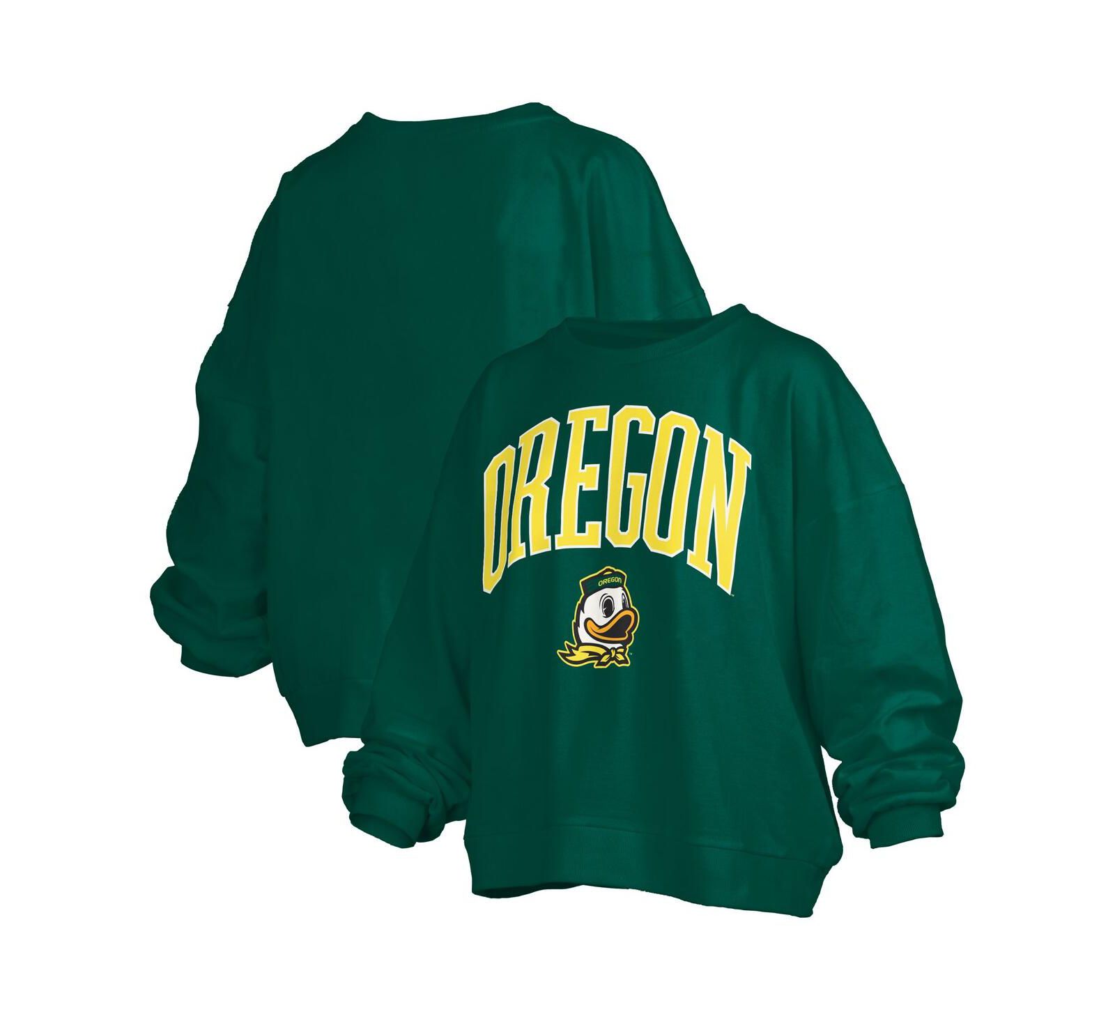 Женское безразмерное свитшот-худи Pressbox Oregon Ducks Janise Arch, зеленое