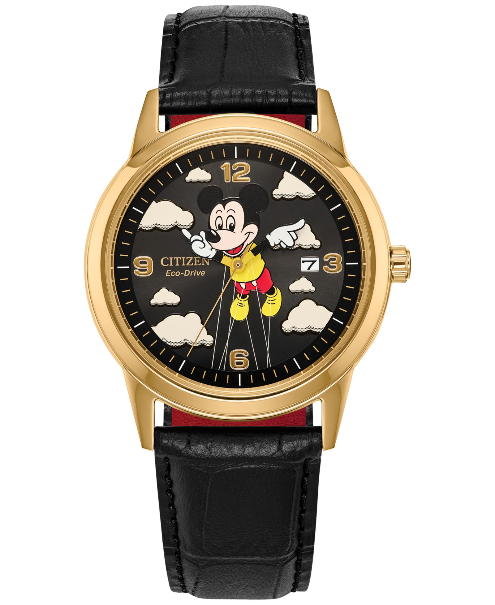 Часы Citizen Disney Mickey Mouse Parade, черный кожаный ремешок, 40mm, унисекс