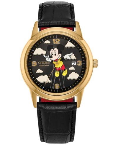 Часы Citizen Disney Mickey Mouse Parade, черный кожаный ремешок, 40mm, унисекс