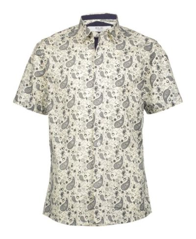 Elie Balleh Big Boys White Short Sleeve Paisley Slim Fit Shirt