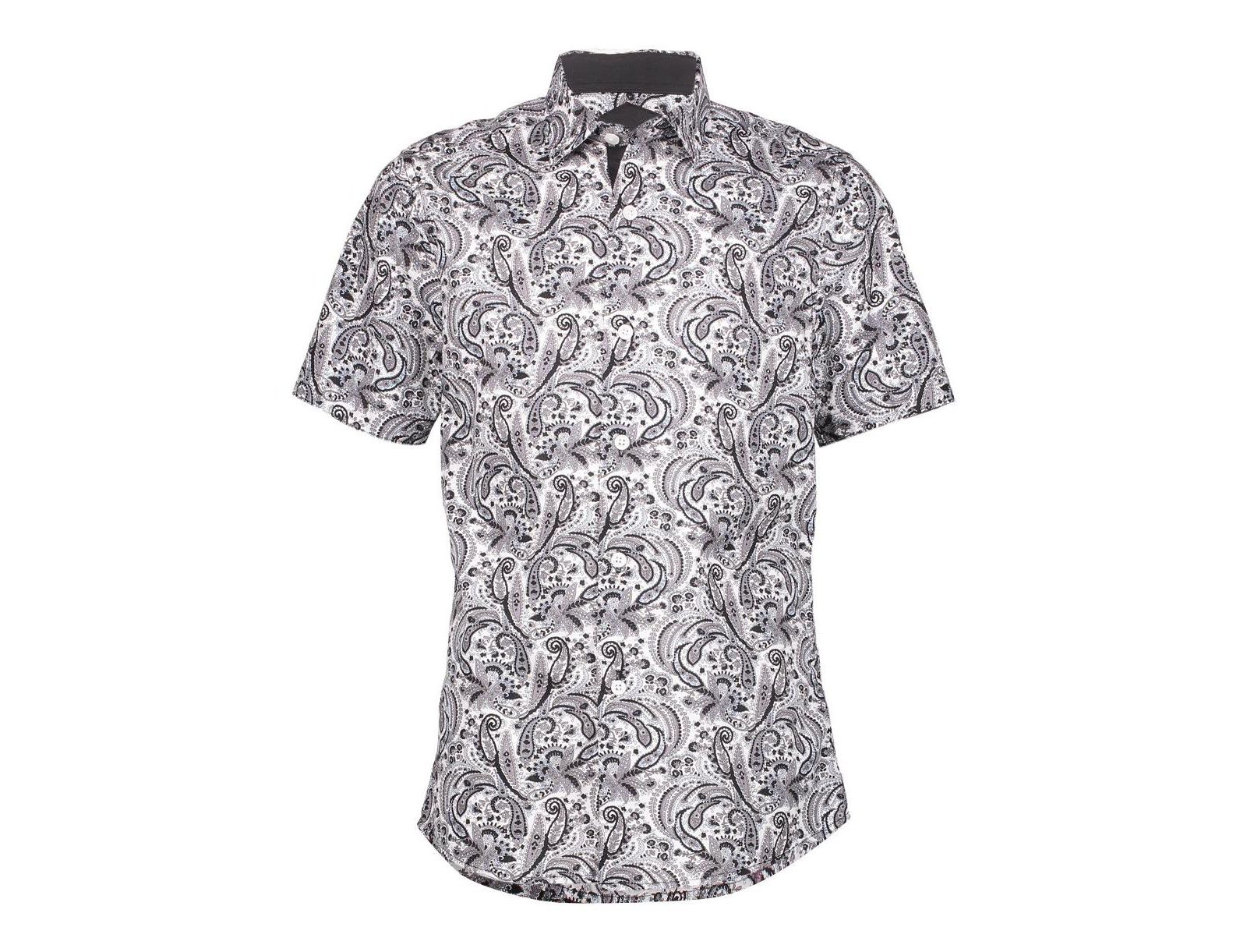 Мужская рубашка Elie Balleh Black Paisley Slim Fit Short Sleeve