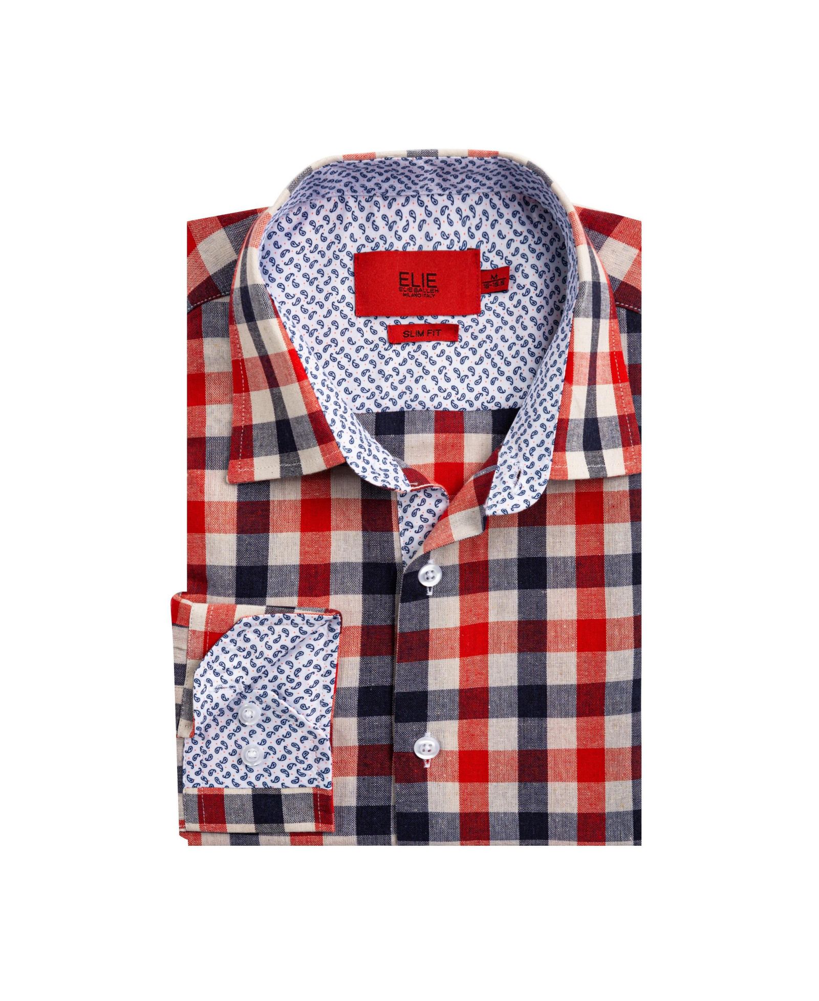 Elie Balleh Детская хлопковая рубашка в клетку Slim Fit