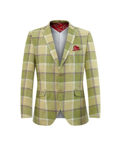 Elie Balleh Детский клетчатый блейзер Slim Fit, зеленый