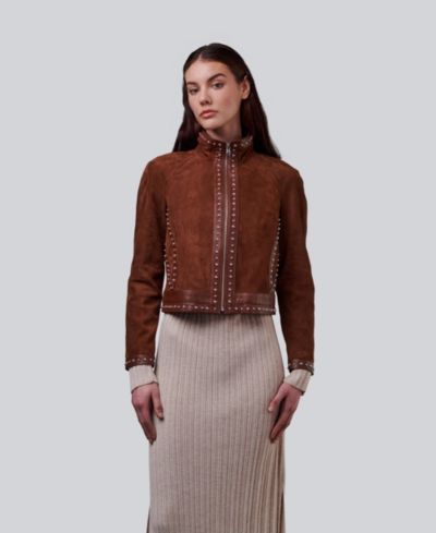 Женская замшевая куртка Furniq UK Studded