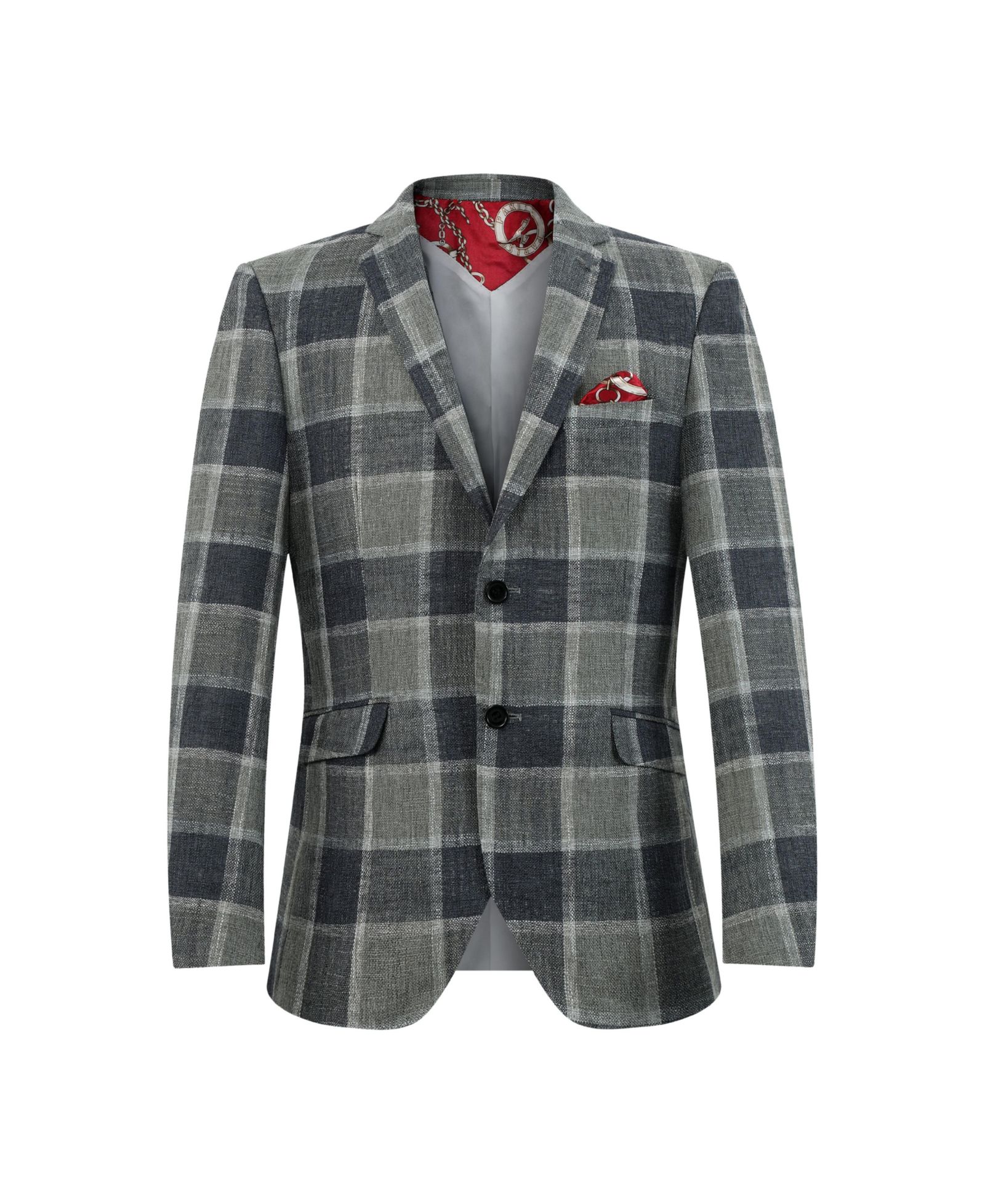 Мужской клетчатый блейзер Elie Balleh Grey Slim Fit