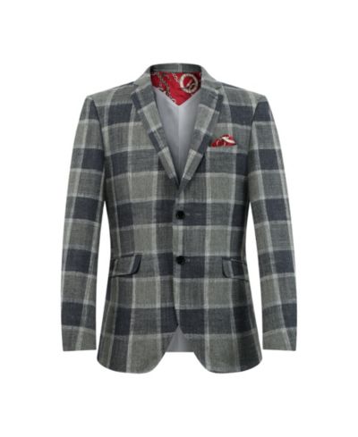 Мужской клетчатый блейзер Elie Balleh Grey Slim Fit