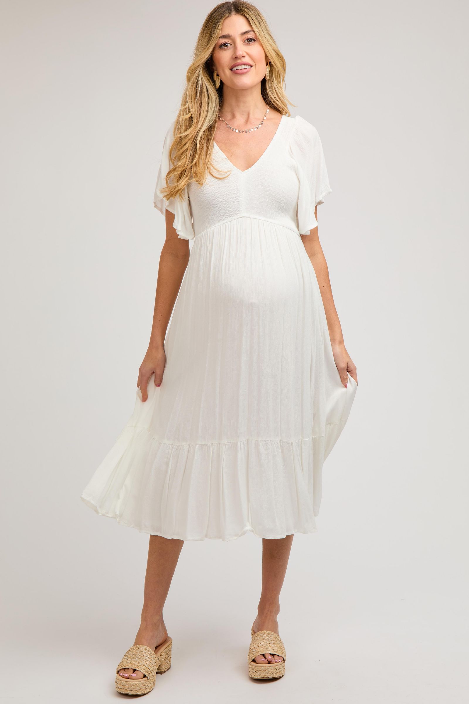 Pinkblush Women's Light Blue Smocked Ruffle Dress