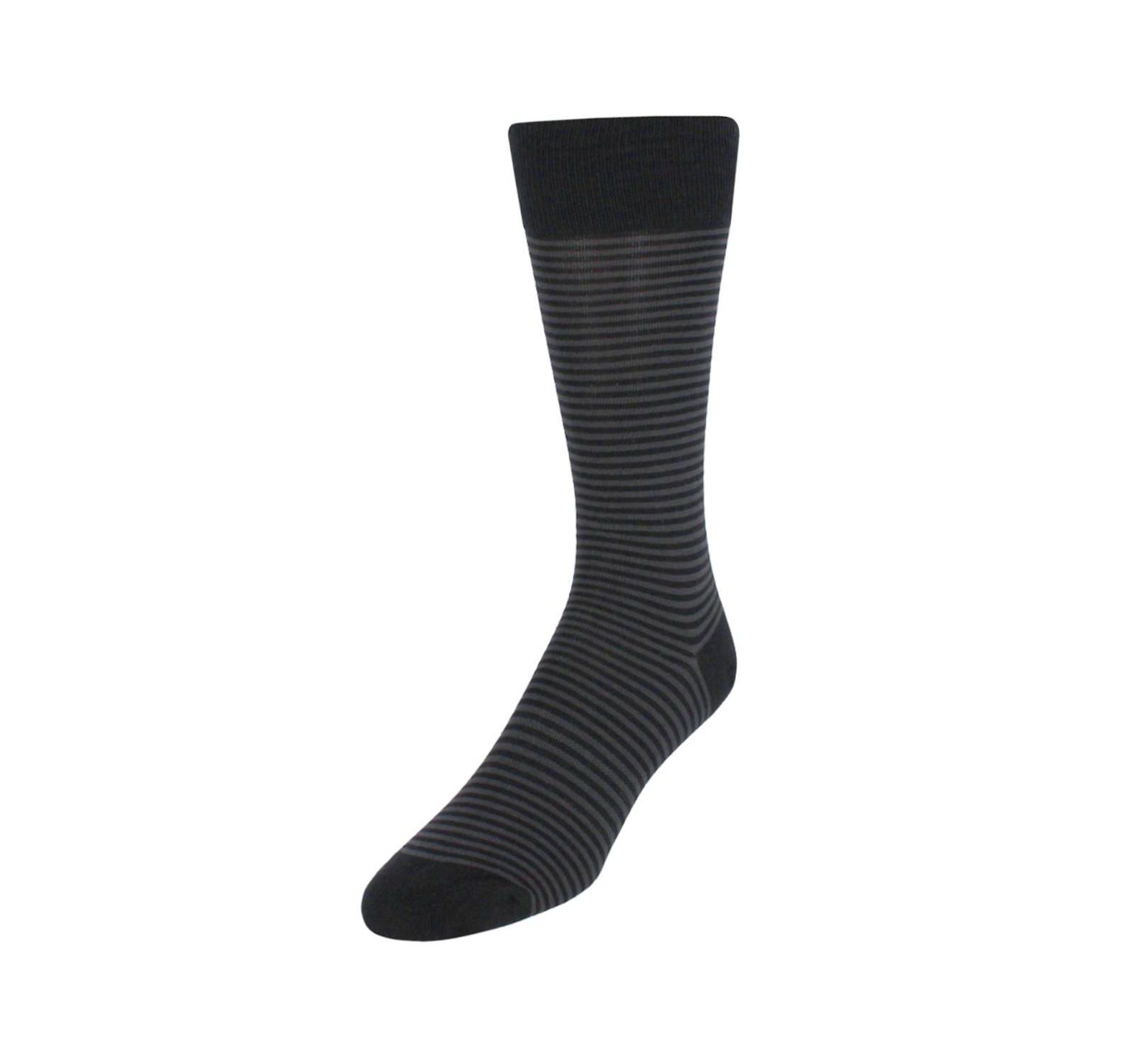 TRAFALGAR Men's Carvel Striped Pattern Mid-Calf Pima Cotton Socks (1 Pair)
