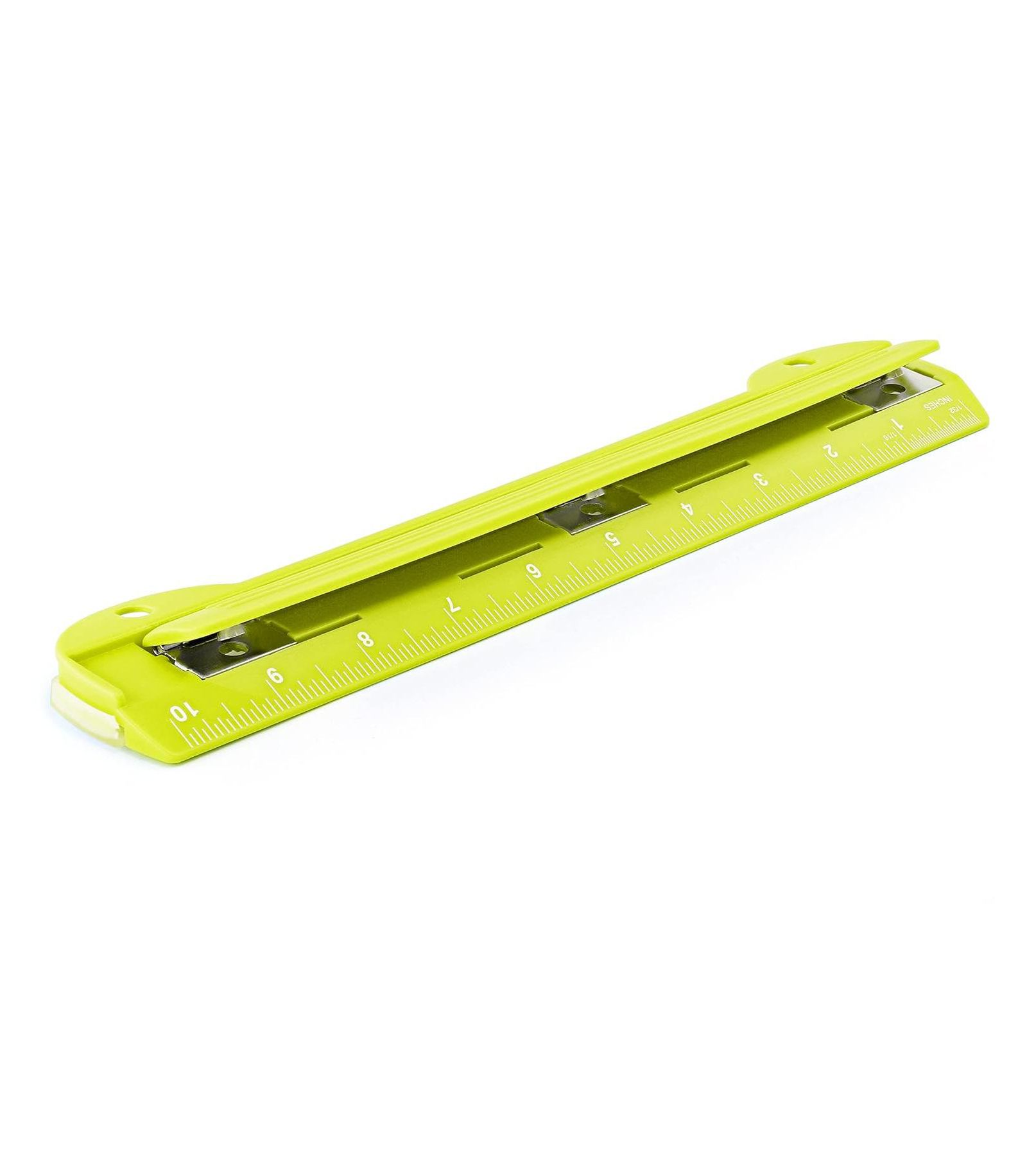 3 Hole Punch Pink, Portable Hole Puncher for 3 Ring Binder, 3 Sheets Capacity, Removable Chip Tray, 10” Ruler for School, Office, 1 Pc-by Enday