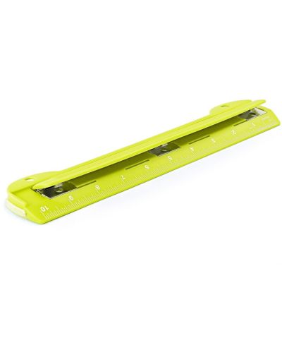 3 Hole Punch Pink, Portable Hole Puncher for 3 Ring Binder, 3 Sheets Capacity, Removable Chip Tray, 10” Ruler for School, Office, 1 Pc-by Enday