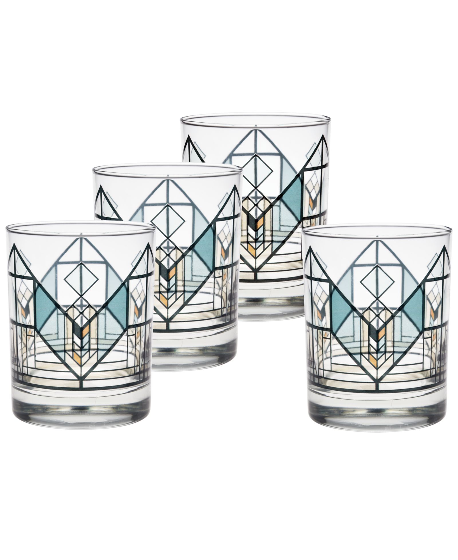 Frank Lloyd Wright Lake Geneva Tulip Double Old Fashioned Glasses, Set of 4