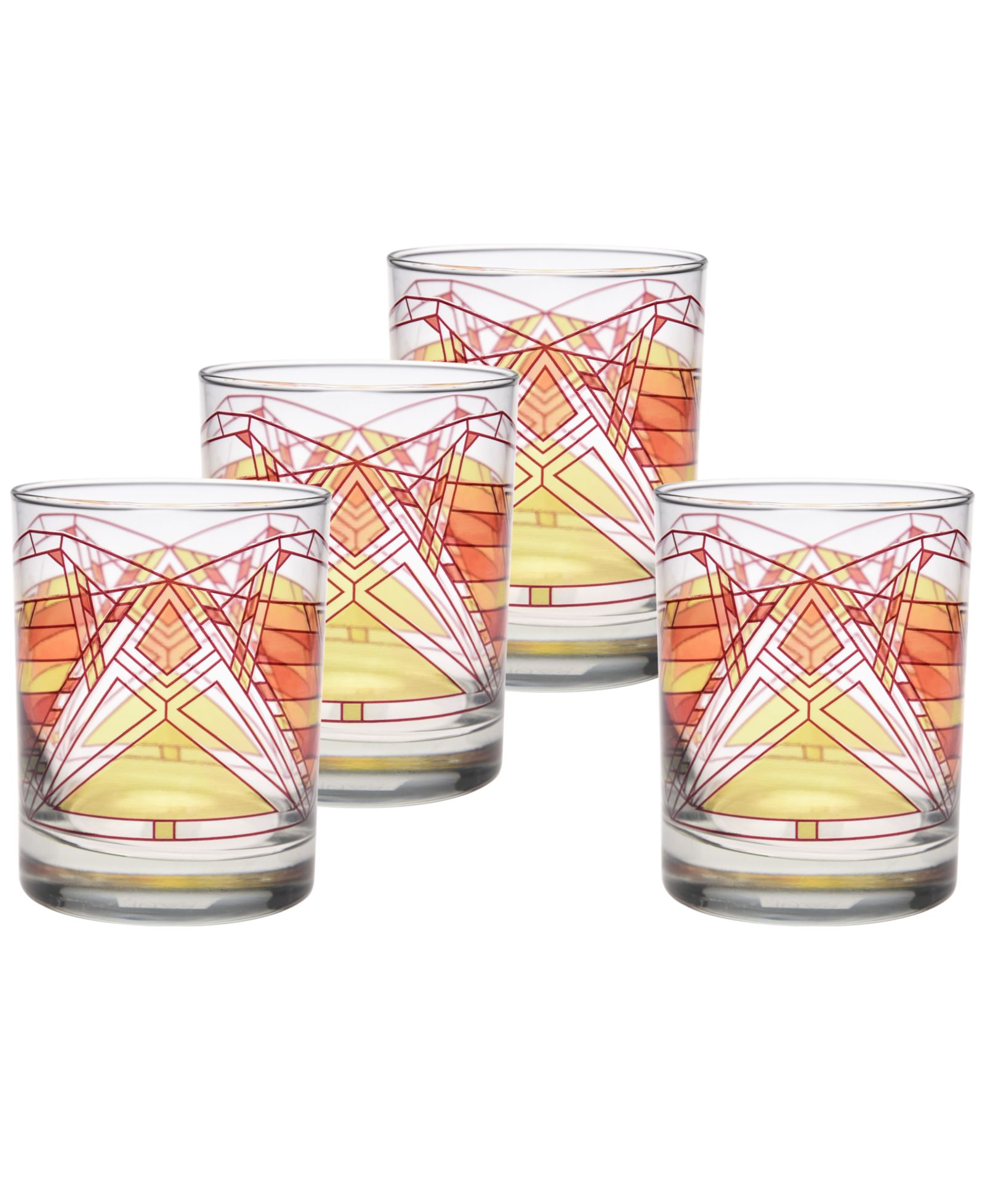 Frank Lloyd Wright Dana Thomas Butterfly Double Old Fashioned Glasses, Set of 4