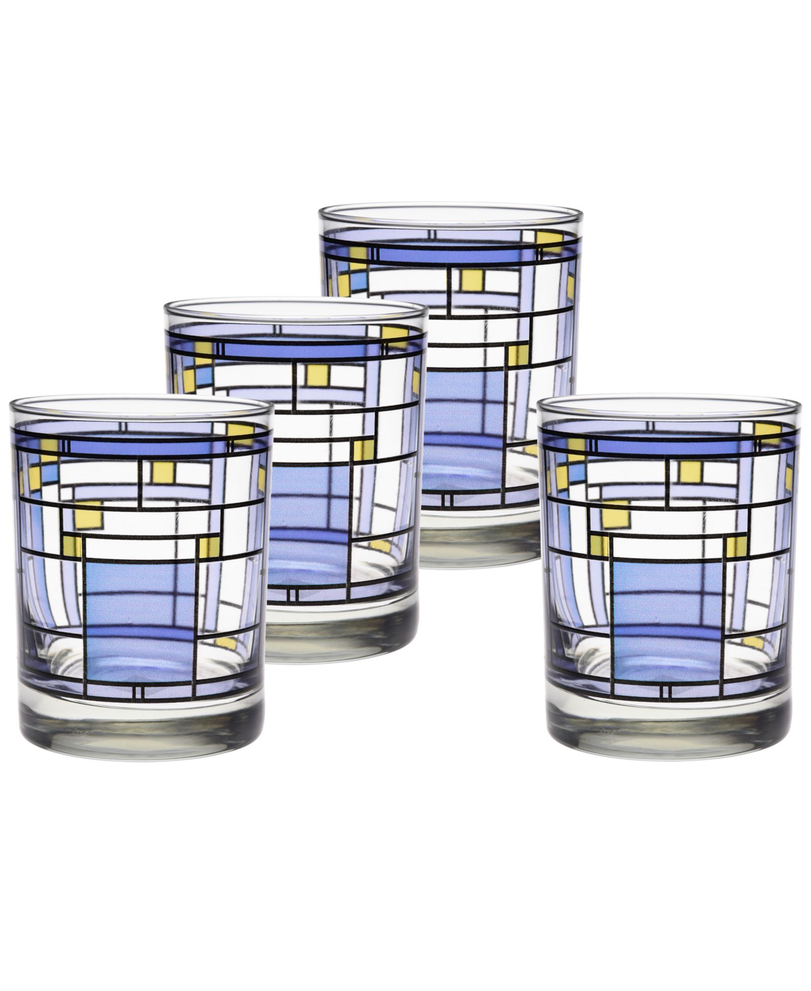 Frank Lloyd Wright Oak Park Double Old Fashioned Glasses, Set of 4