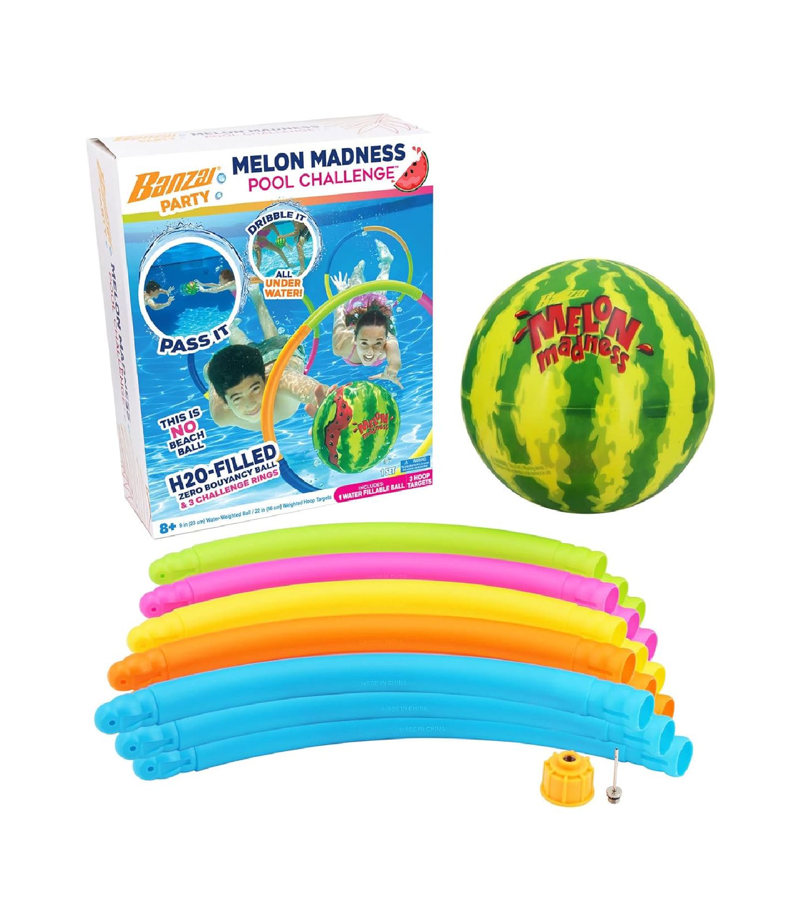 Набор для игры в бассейне Banzai Melon Madness Pool Challenge с кольцом-мишенью