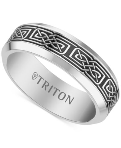 Triton Men's Celtic Design Band in Gray & Black Tungsten