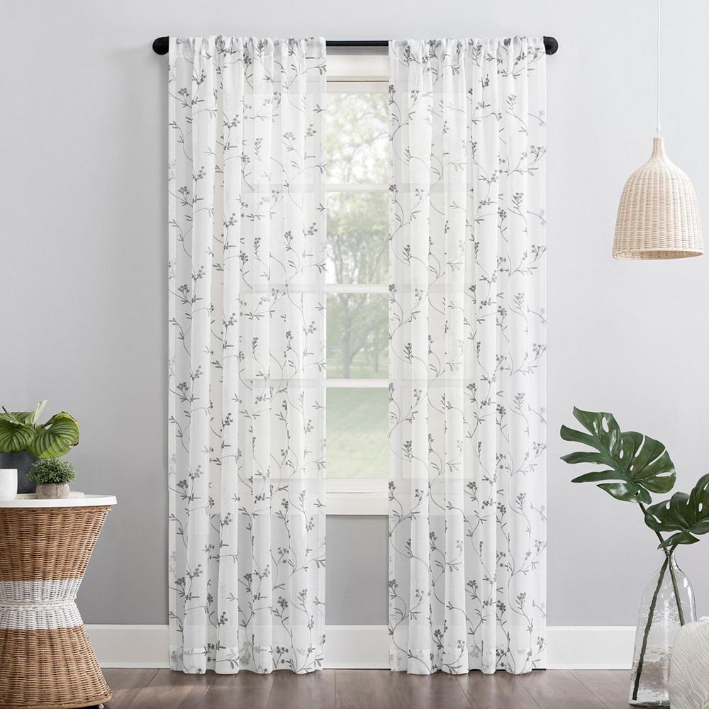 Занавеска Delia Embroidered Floral Sheer Rod Pocket