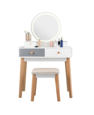 Volenca Makeup Dressing Table with 4 Drawers and Lighted Mirror