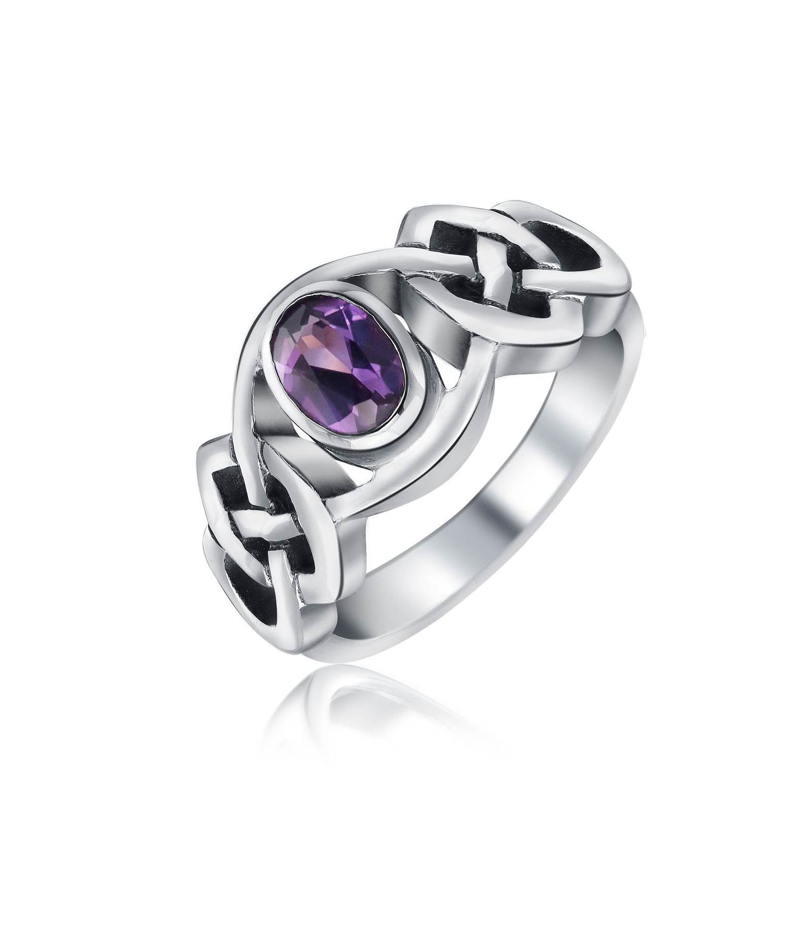 Кольцо Bling Jewelry Celtic Purple Amethyst Trinity Love Knot Infinity Band из Sterling Silver