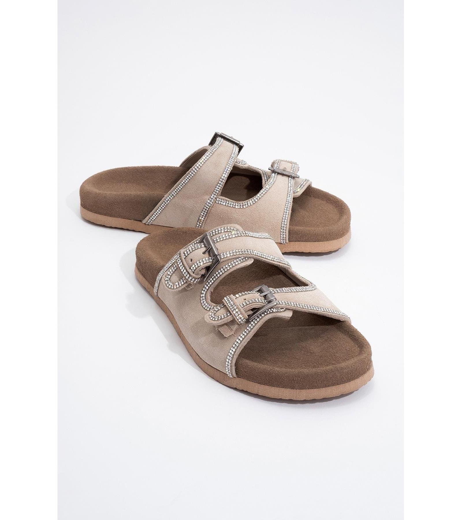 Женские сандалии Forever & Always Shoes Allen Rhinestone Leather Slide