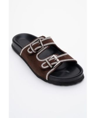 Женские сандалии Forever & Always Shoes Allen Rhinestone Leather Slide