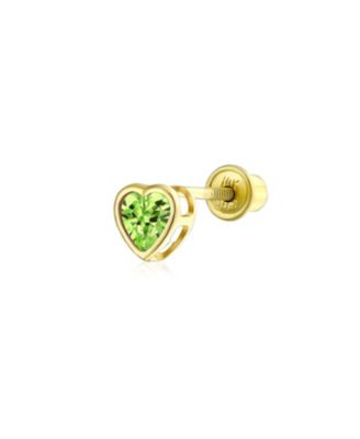 Bling Jewelry серьги-гвоздики с розовым кристаллом CZ Halo Heart, 14K Gold, 4MM