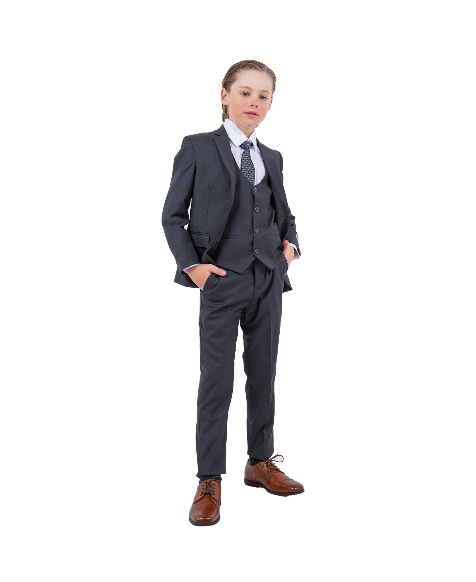 Stacy Adams Little Boys Charcoal Grey 5 PC Suit