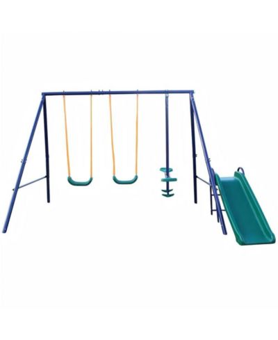 Flynama A-Frame Metal Swing Set with Slide, For 2 Children, Ages 3-8