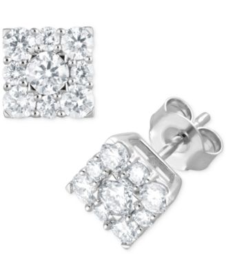 Серьги Forever Grown Diamonds Lab Grown Diamond Square Cluster Stud в Sterling Silver