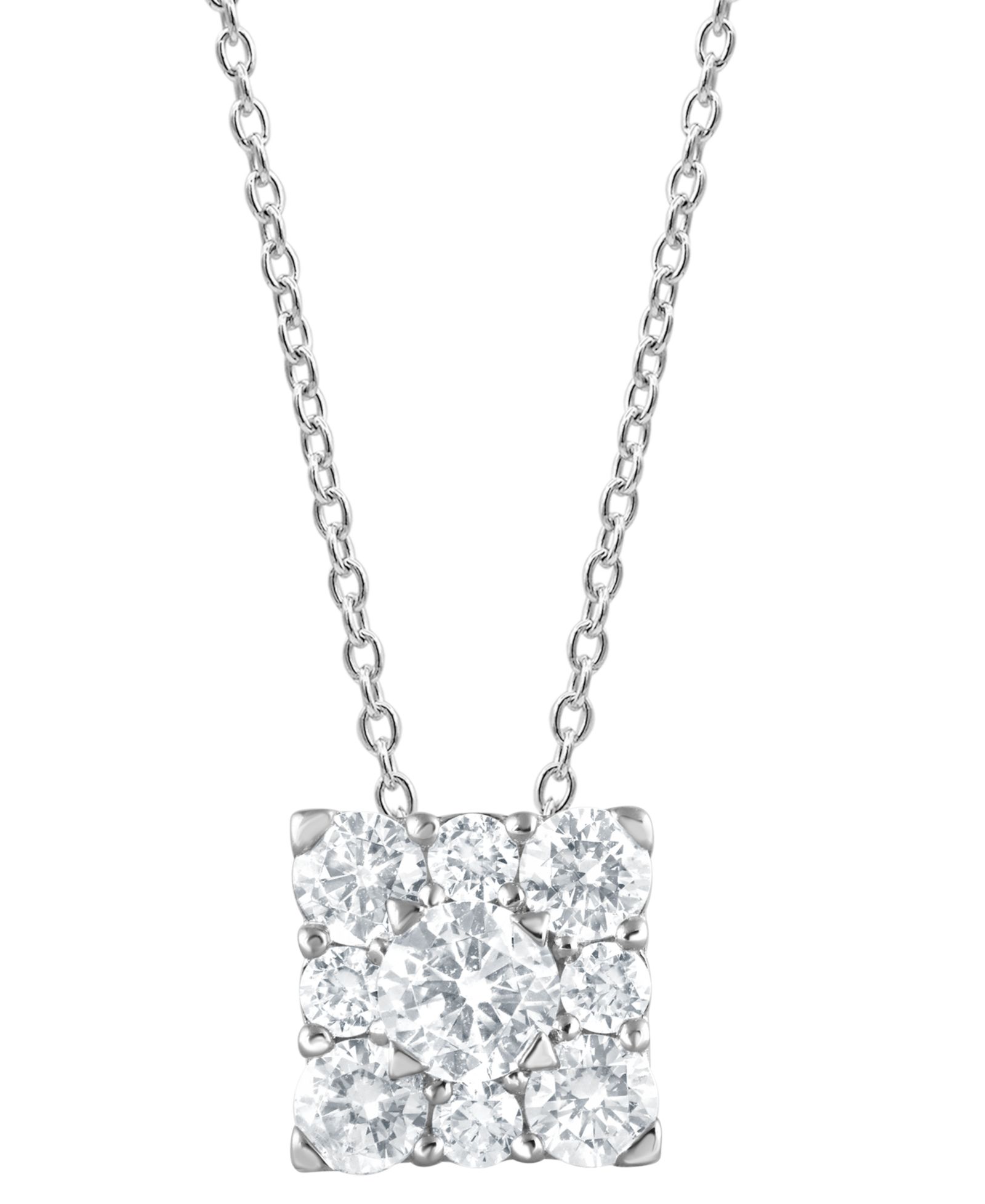 Forever Grown Diamonds Подвеска-кулон Square Cluster из Lab Grown Diamond в Sterling Silver 16" + 2" extender