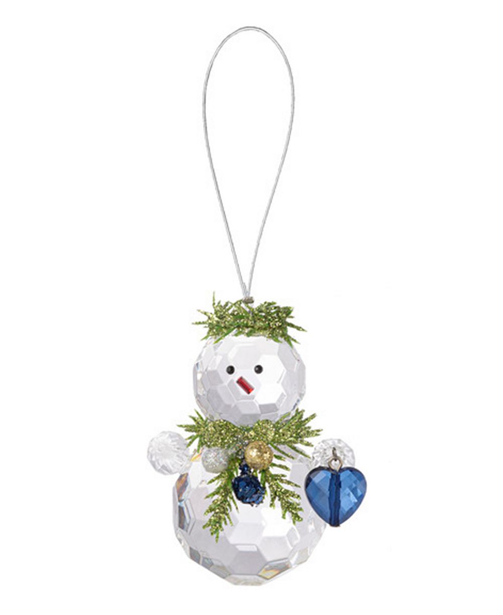 Украшение Ganz Kissing Krystals Teeny Mistletoe Snowman с синим сердцем