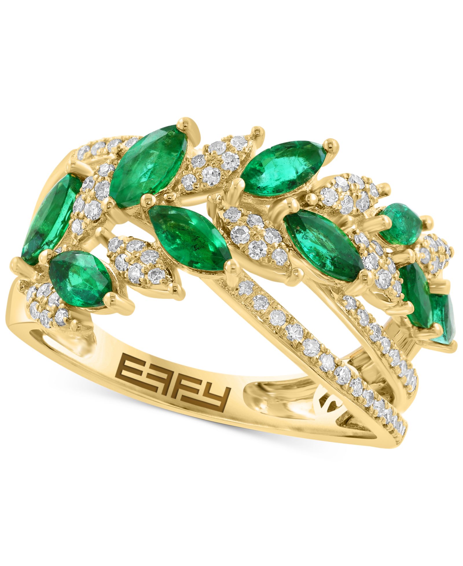EFFY Collection Кольцо Statement с изумрудом и бриллиантом 14k Yellow Gold