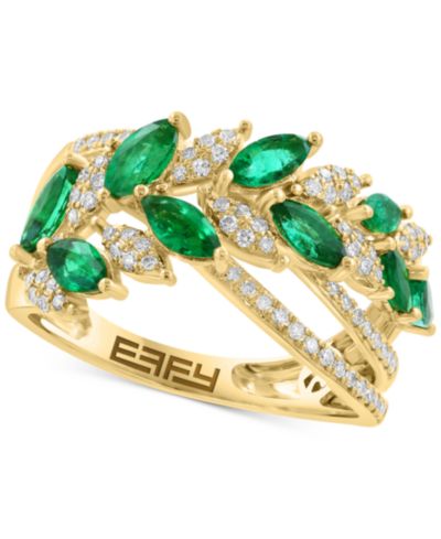EFFY Collection Кольцо Statement с изумрудом и бриллиантом 14k Yellow Gold