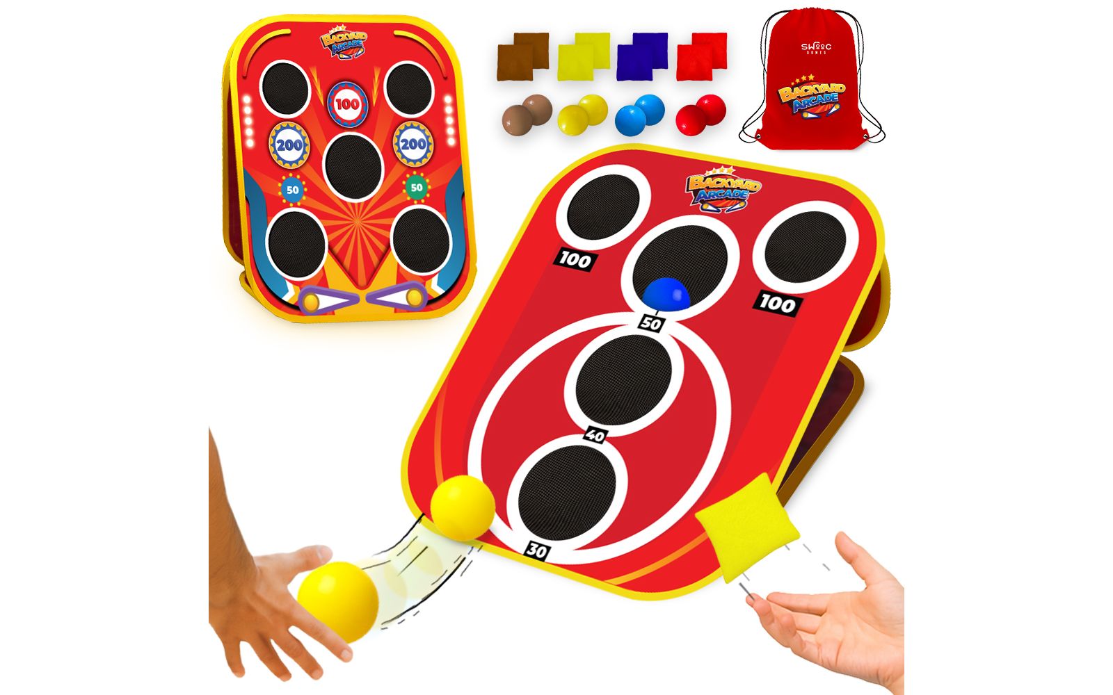 Backyard Arcade Игра 2-in-1 Bean Bag Toss для детей с сумкой для переноски