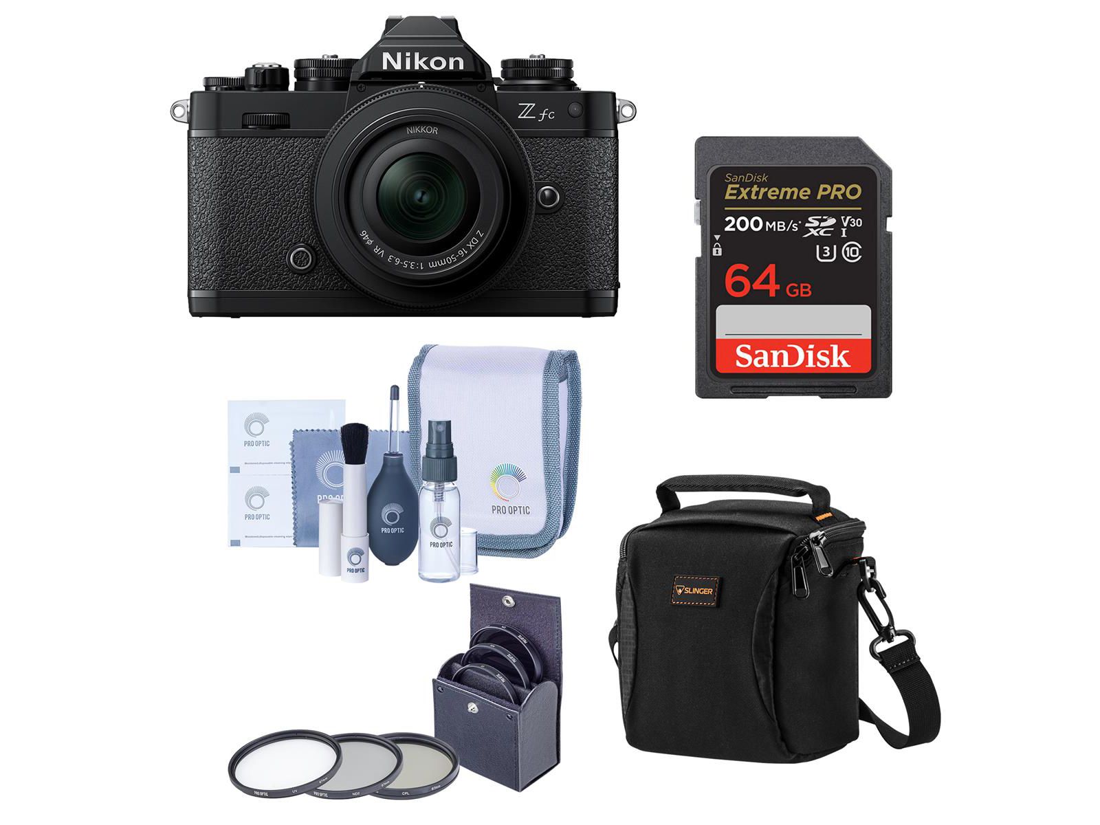 Камера Nikon Z fc DX с объективом 16-50mm f/3.5-6.3, черная, с картой 128GB, сумкой и фильтром