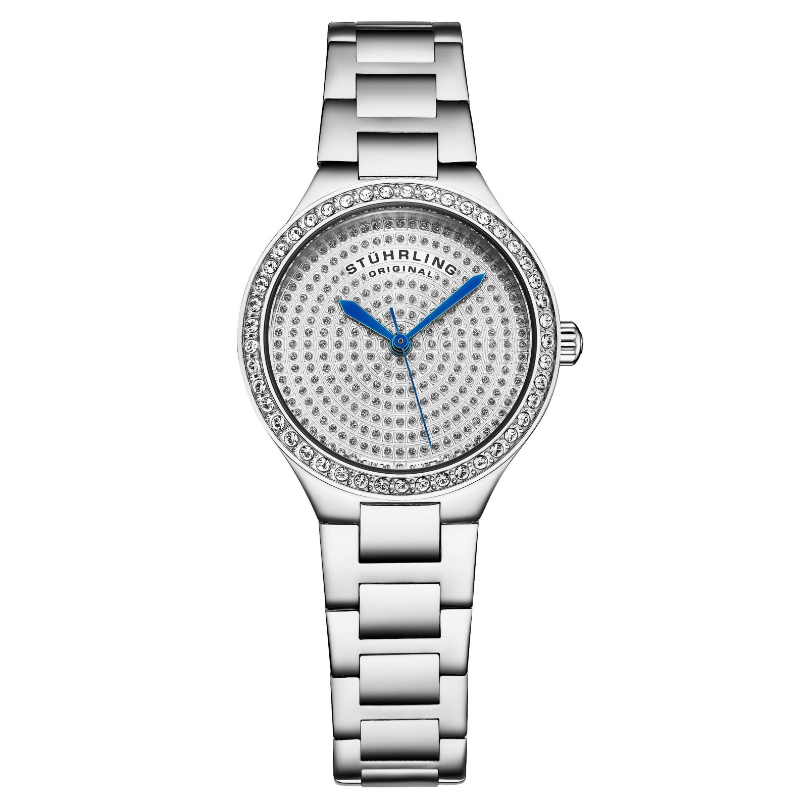 Женские кварцевые часы Stuhrling Symphony 683, 32 мм, безель со стразами Swarovski, браслет из нержавеющей стали, водонепроницаемость 50 м