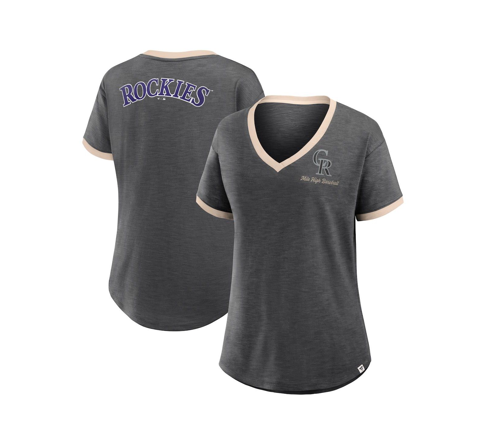 Fanatics Женская футболка V-образного выреза Colorado Rockies, черная