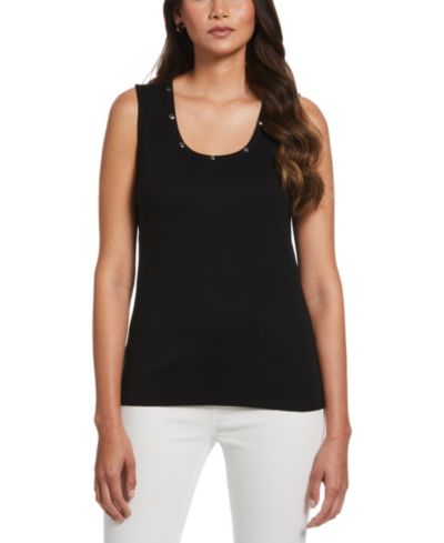 Rafaella Petite Rib Sleeveless Tank Crew Neck Top