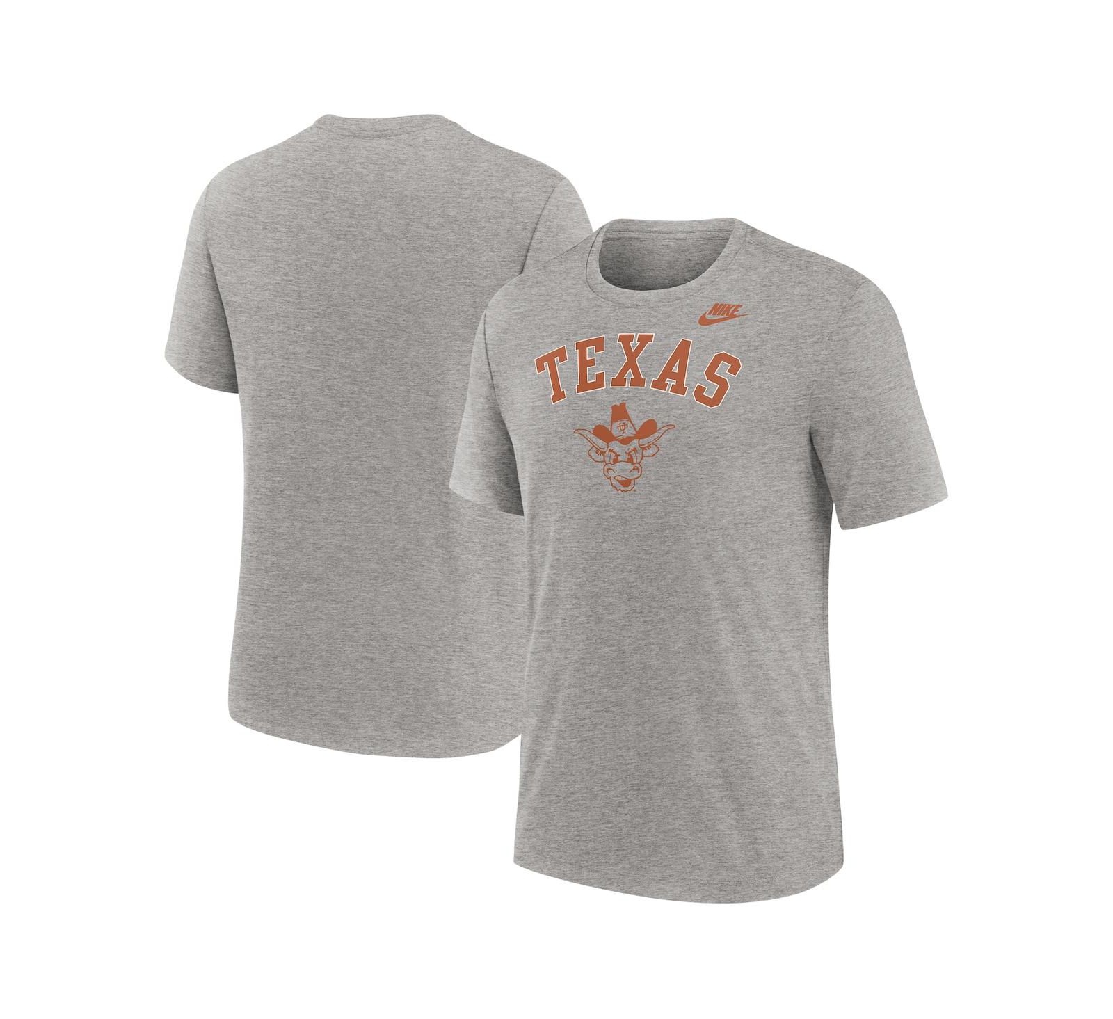 Мужская футболка Nike Texas Longhorns Legacy Arch Tri-Blend Heather Gray