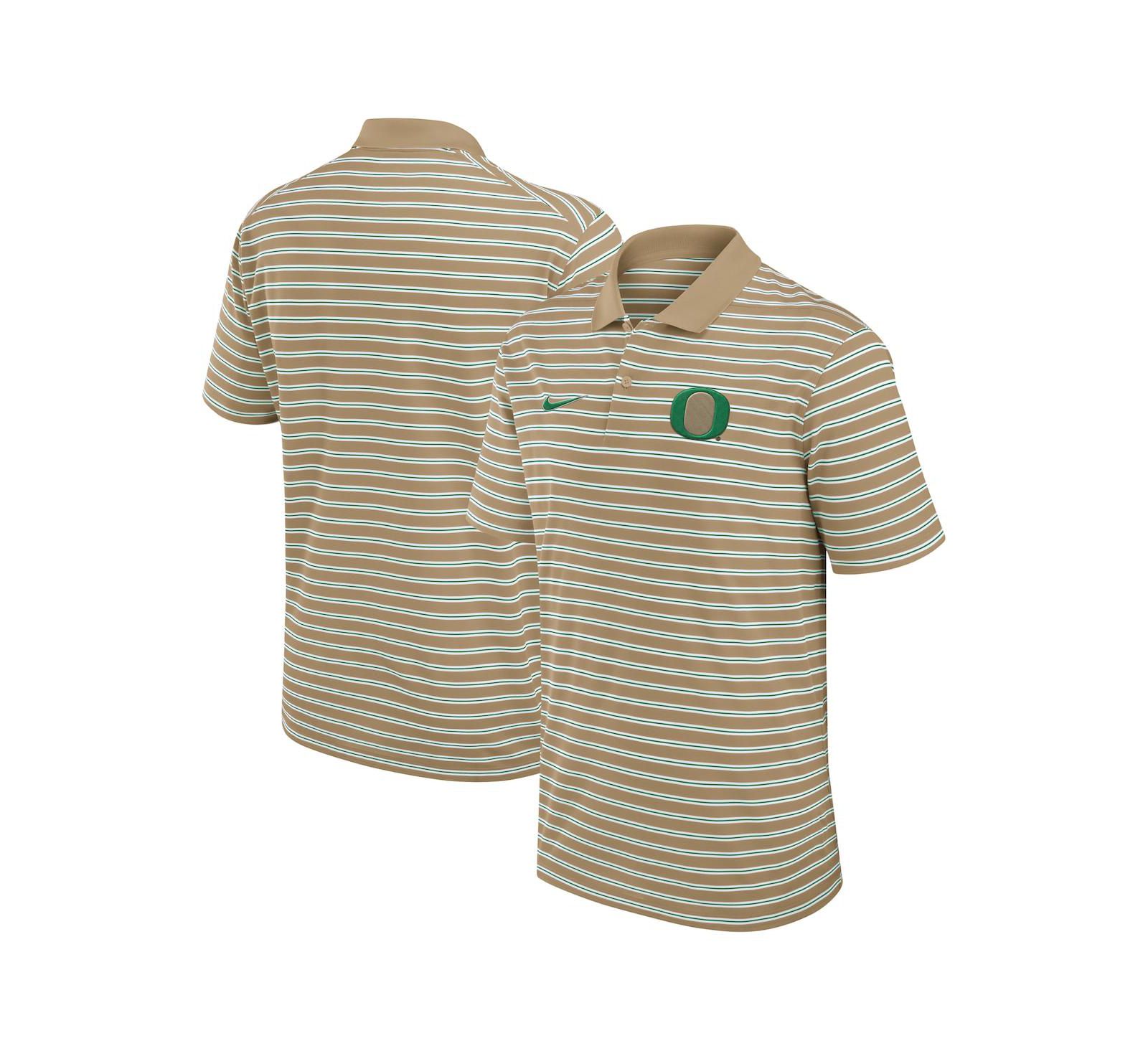 Мужская рубашка-поло Nike Tan Oregon Ducks Athletic Prep Striped Performance