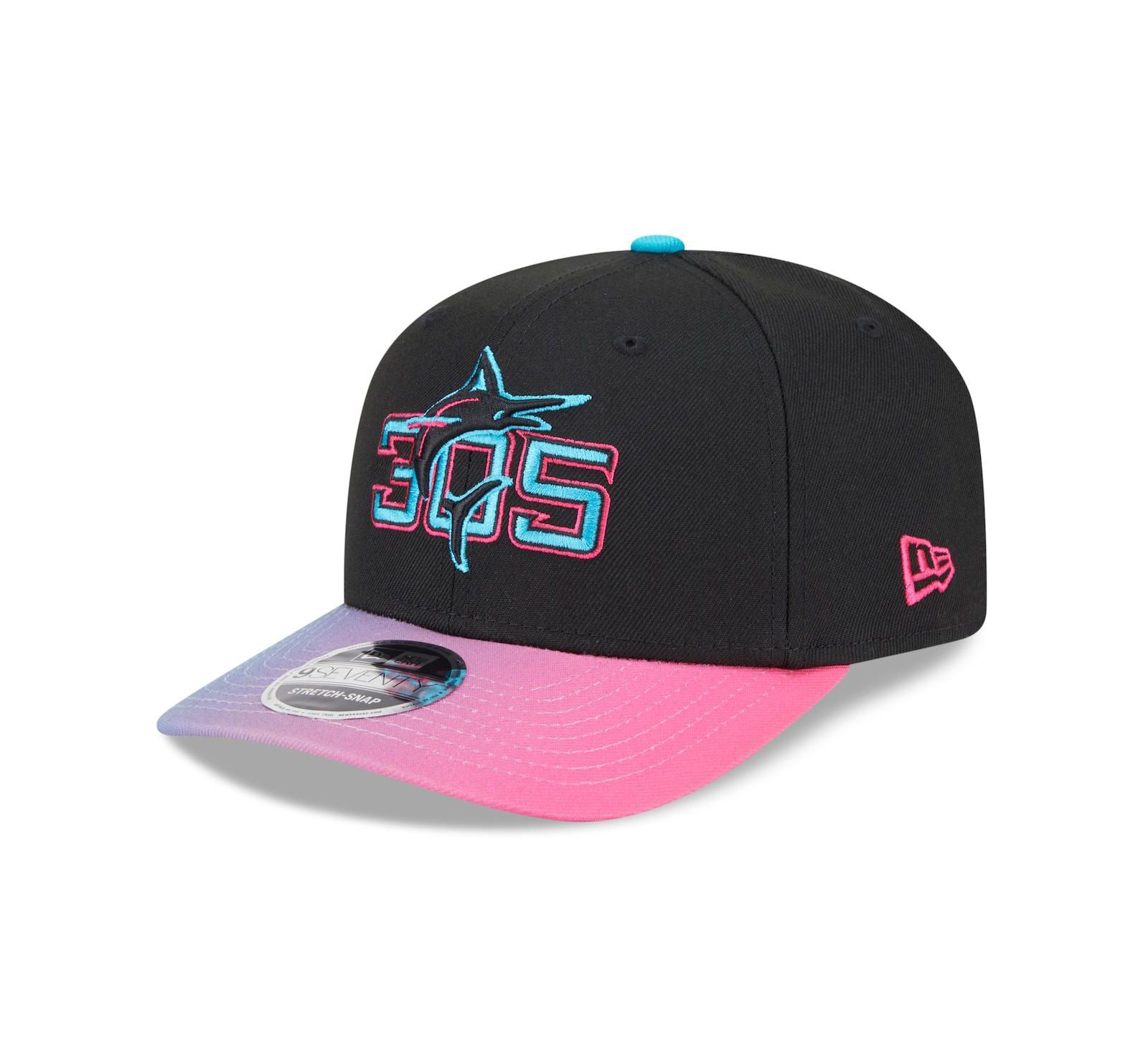 New Era Мужская кепка Miami Marlins 2025 City Connect 9SEVENTY регулируемая, черная/розовая