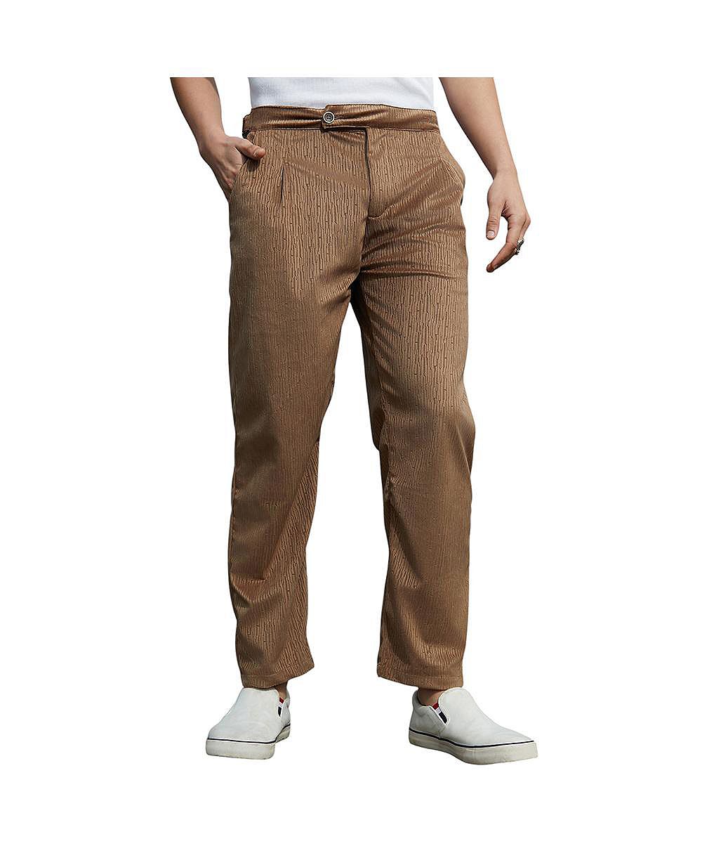 Campus Sutra Мужской Chocolate Brown Veined Tailored Trousers