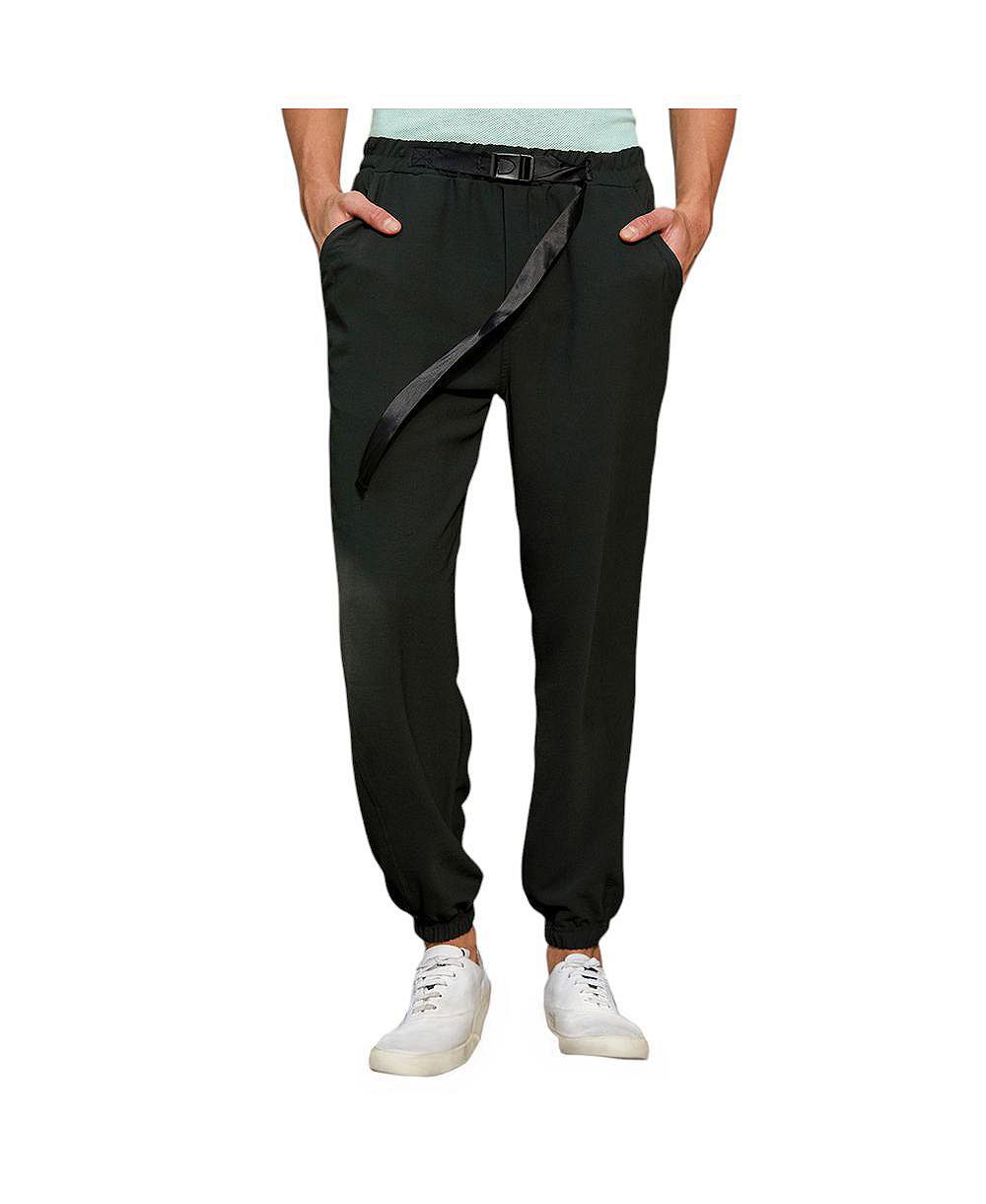 Campus Sutra Мужские брюки Obsidian Black Solid с поясом