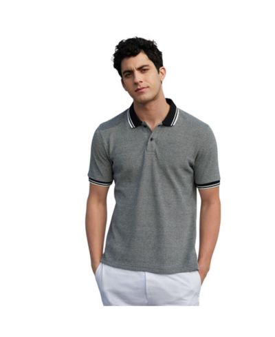 Мужская трикотажная футболка-поло Campus Sutra Onyx Black Duo-Hue Knit