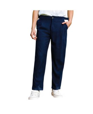 Campus Sutra Men's Navy Blue Tailored Waffle Trousers