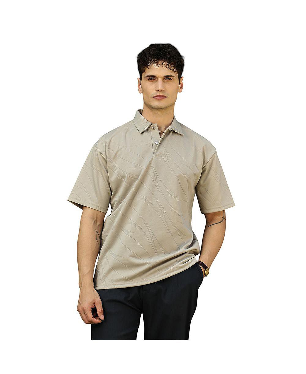 Campus Sutra Мужская поло-футболка Sand Beige Scratch-Tactile