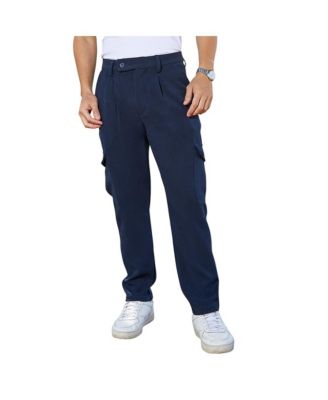 Campus Sutra Men's Indigo Blue Utility Pleated Trousers