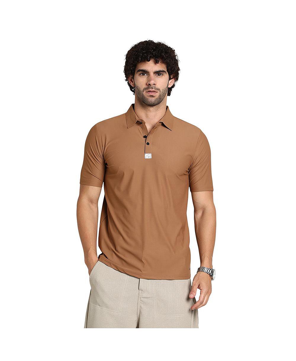Мужская рубашка-поло Campus Sutra Seamless Waffle цвета Sepia Brown