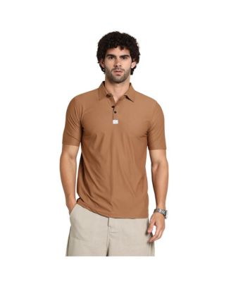 Cahoot Men's Sepia Brown Seamless Waffle Polo T-Shirt