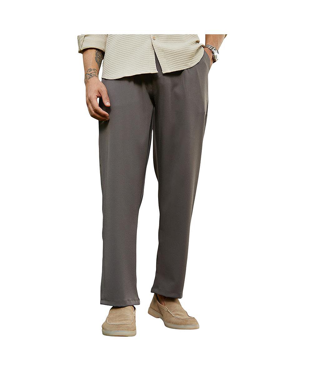Брюки Campus Sutra Men's Charcoal Black Straight Pleated