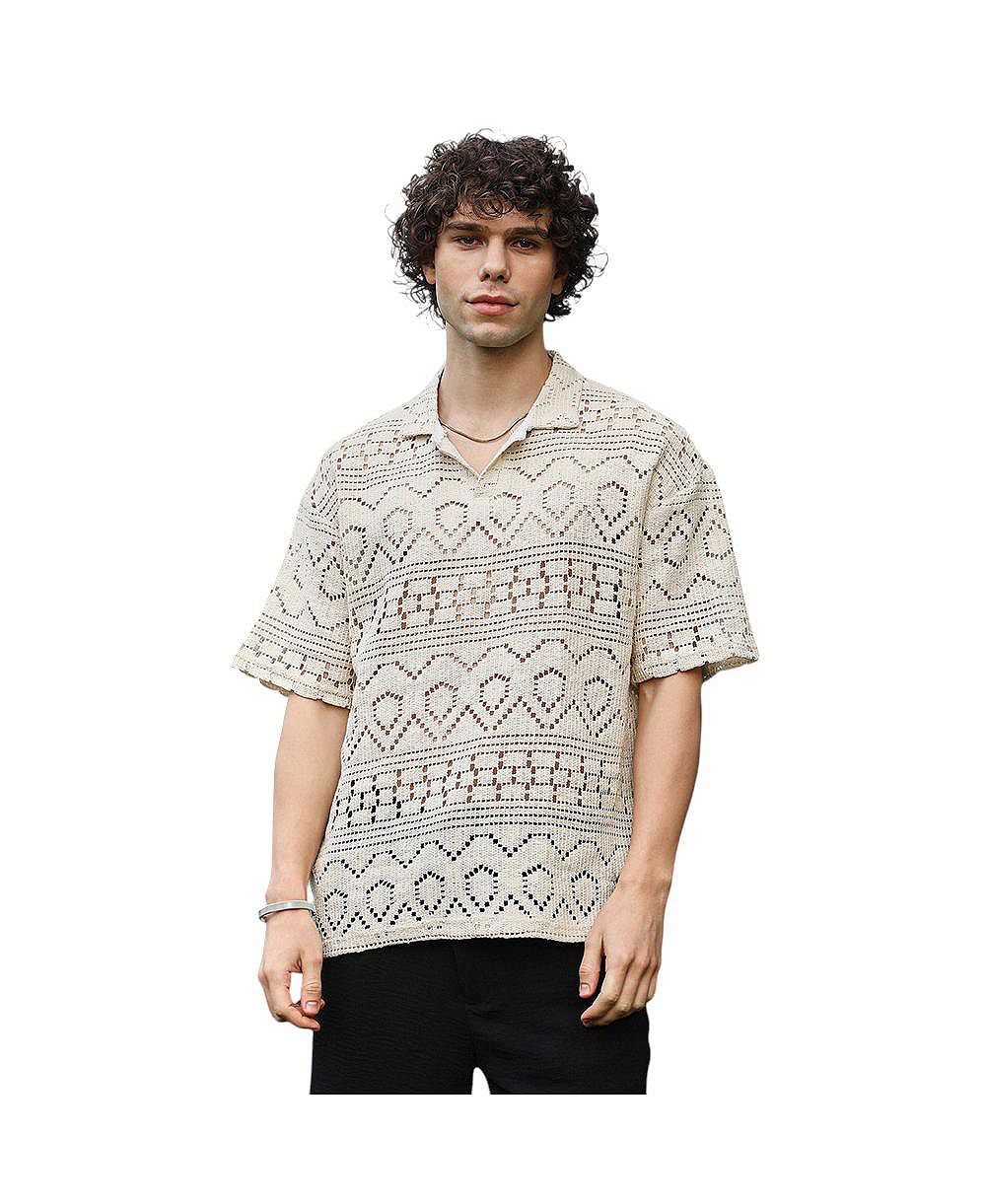 Campus Sutra Мужская оверсайз рубашка polo Bohemian Off-White